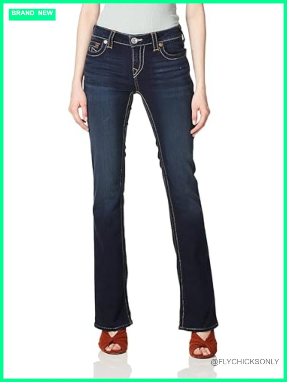 Mid Rise Bootcut Jeans Premium Stretch Denim Everyday Casual